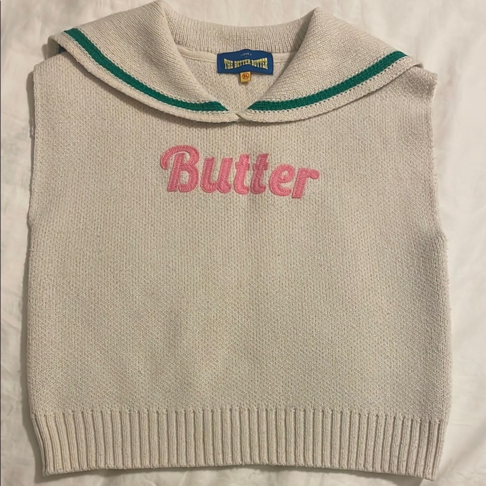 EUC Knit Sweater Vest with Green Trim